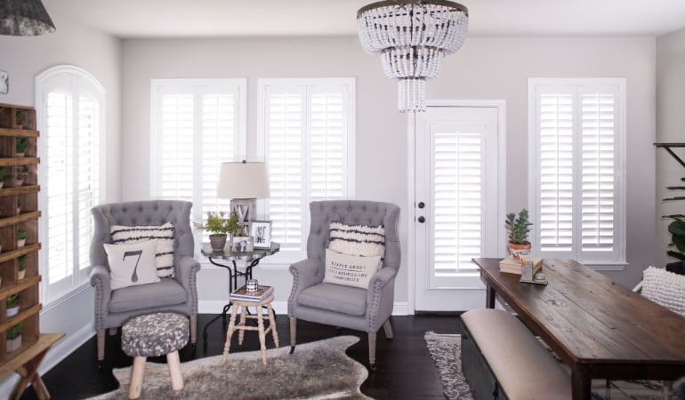 Plantation shutters in a Atlanta living room